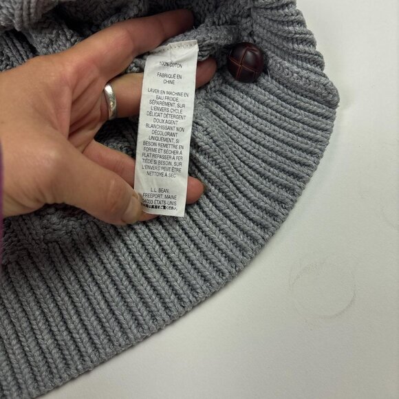 LL Bean Fisherman Sweater Mens L Gray Chunky Cable Knit Heritage - Picture 8 of 8